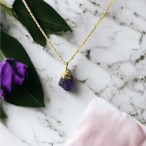 Raw Amethyst Gold Necklace